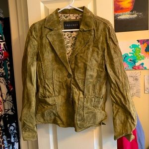 Saguaro 100% genuine leather olive jacket